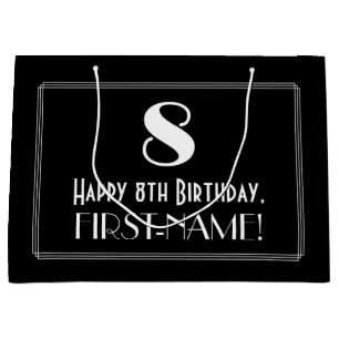 Sacola Para Presentes Grande 8.o aniversário: Art Deco Estilo Inspirado "8", N