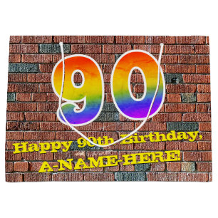 Sacola Para Presentes Grande 90 Aniversário: Rainbow # 90 inspirado no Grafite