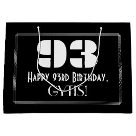 Sacola Para Presentes Grande 93º Aniversário ~ Arte Deco Inspirou "93" + Nome