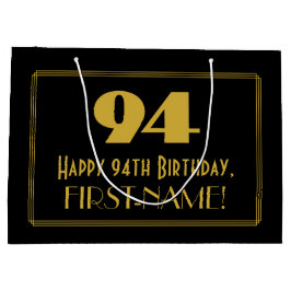 Sacola Para Presentes Grande 94.o aniversário — Art Deco Inspirou Olhar "94" & 