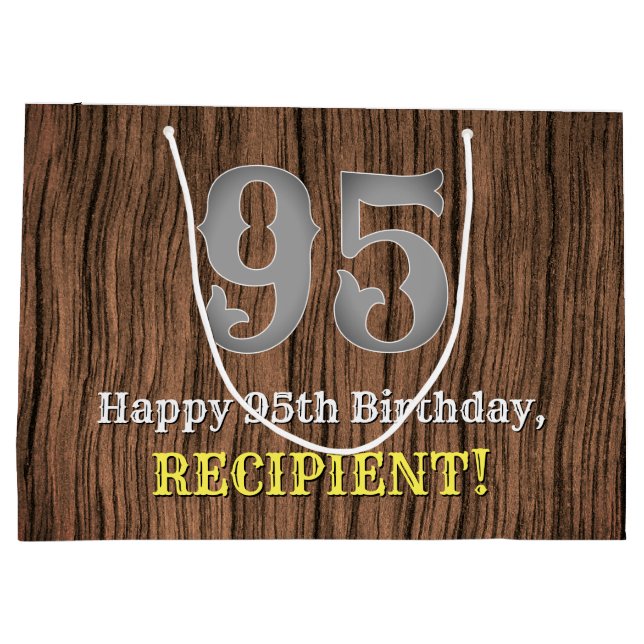 Sacola Para Presentes Grande 95º aniversário: Country Western Inspirou Olhar, N (Verso)