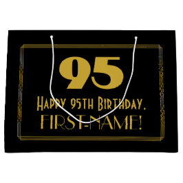 Sacola Para Presentes Grande 95.o aniversário — Art Deco Inspirou "95" e nome