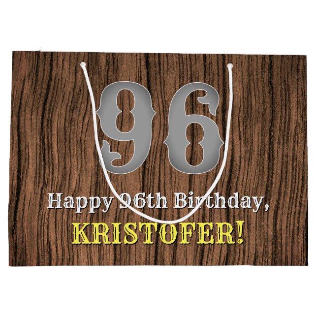 Sacola Para Presentes Grande 96º aniversário: Country Western Inspirou Olhar, N (Verso)