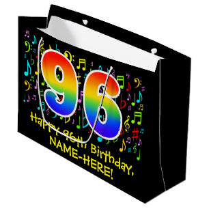 Sacola Para Presentes Grande 96º aniversário - Símbolos de música coloridos