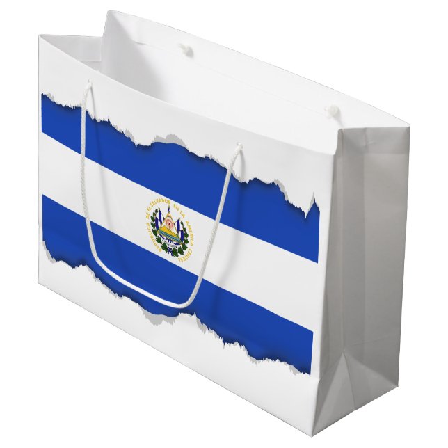 Sacola Para Presentes Grande A bandeira de El Salvador (Frente inclinada)