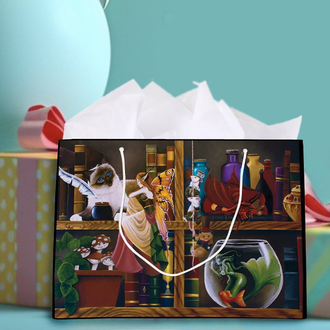 Sacola Para Presentes Grande A Biblioteca da Fantasia dos Assistentes (Criador carregado)