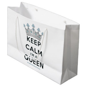 Sacola Para Presentes Grande A coroa de prata polida da rainha keep calm da Sli