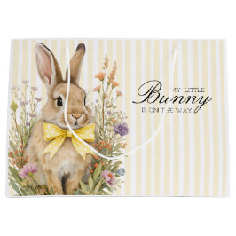 Sacola Para Presentes Grande A cute little Floral Bunny Yellow Bow Baby Shower 