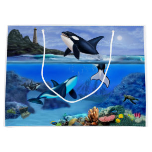 Sacola Para Presentes Grande A família da orca