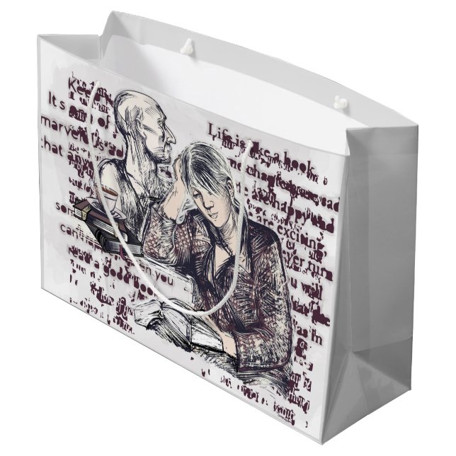 Sacola Para Presentes Grande A garota lendo um livro (Verso inclinado)