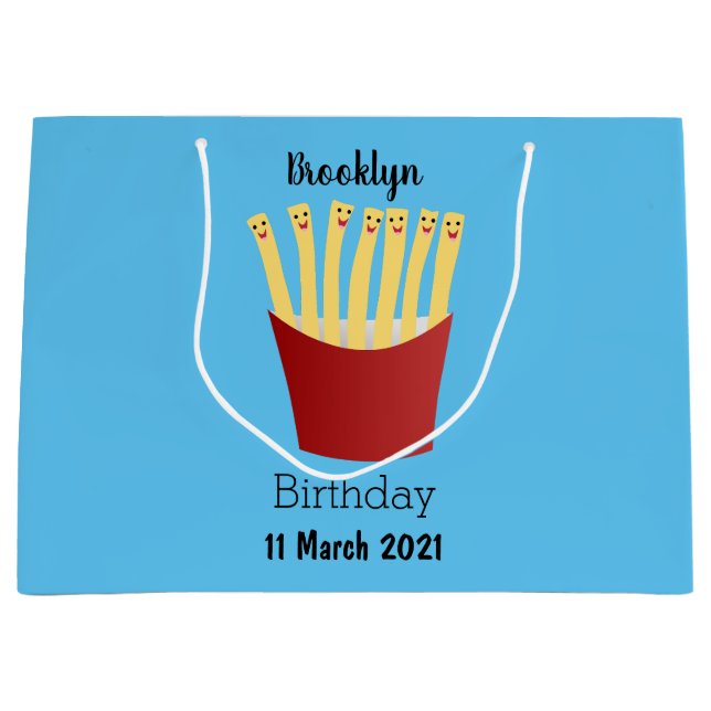 Sacola Para Presentes Grande A ilustração de desenho animado de comida rápida d (Frente)