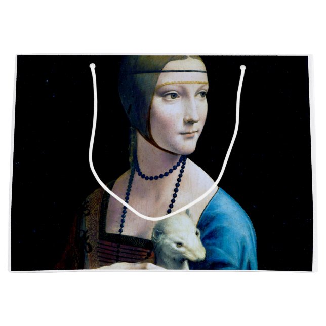 Sacola Para Presentes Grande A Senhora com um Ermine, Leonardo da Vinci (Frente)