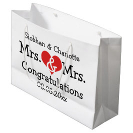Sacola Para Presentes Grande A Sra. e a Sra. Red Heart Wedding Personalizadas