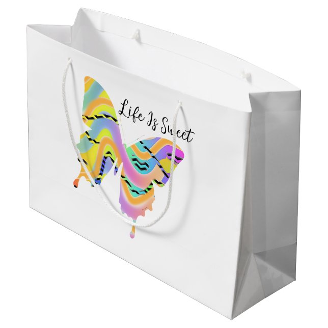 Sacola Para Presentes Grande A Vida É Bela Borboleta (Verso inclinado)