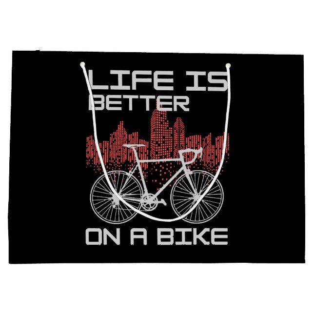 Sacola Para Presentes Grande A vida é melhor de bicicleta (Verso)