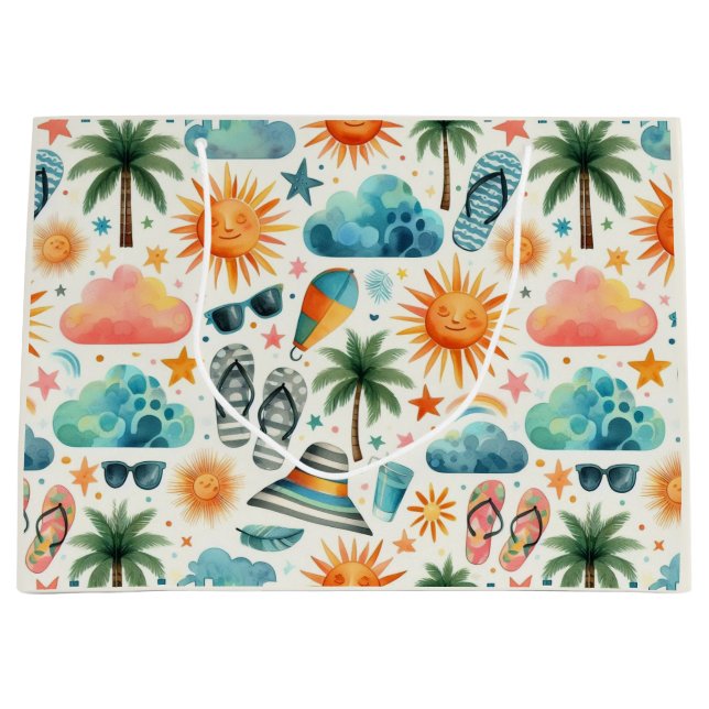 Sacola Para Presentes Grande A vida é uma praia (Frente)