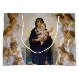 Sacola Para Presentes Grande A Virgem com Anjos, Bouguereau
