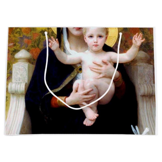 Sacola Para Presentes Grande A Virgem da Lily, Bouguereau (Frente)