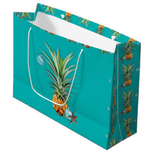 Sacola Para Presentes Grande Abacaxis de Natal Tropicais Grande Saco de Present