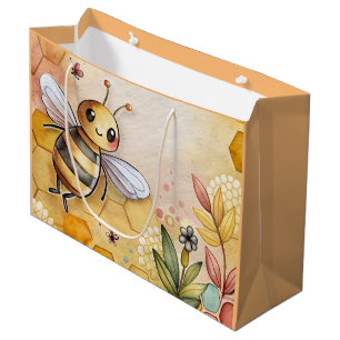 Sacola Para Presentes Grande Abeja Feliz Favo de Mel Abelhão