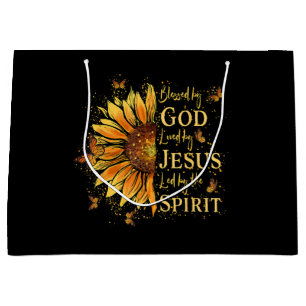 Sacola Para Presentes Grande Abençoado Por Deus - Amado Por Jesus, Girassol