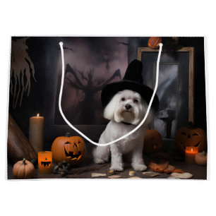 Sacola Para Presentes Grande Abóboras Maltesas de Halloween Assustadoras