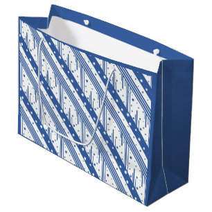 Sacola Para Presentes Grande Abstrato azul e branco