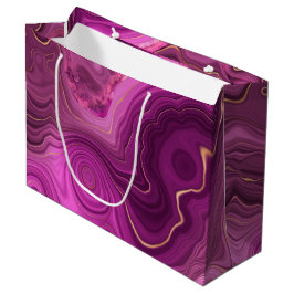 Sacola Para Presentes Grande Abstrato De Agata Real Roxo E Dourado