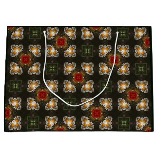 Sacola Para Presentes Grande Abstrato de cruz festiva vermelha