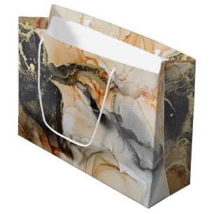 Sacola Para Presentes Grande Abstrato Eetéreo Laranja Dourado Preto Grande Sac