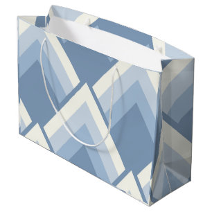 Sacola Para Presentes Grande Abstrato geométrica, azul e esbranquiçada 2