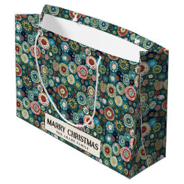 Sacola Para Presentes Grande Abstrato personalizado de cor Feliz Natal