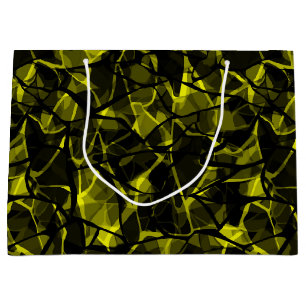 Sacola Para Presentes Grande Abstrato preto verde-preto de onda líquida sem co