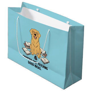 Sacola Para Presentes Grande Academic Vibes Golden Retriever Cute Book Lover
