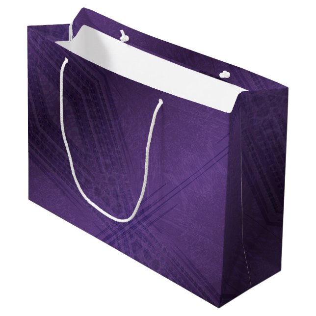 Sacola Para Presentes Grande Aceitação | Padrão Boho Ecletismo Violeta (Frente inclinada)