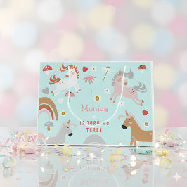 Sacola Para Presentes Grande Acredite no aniversário de criança mágico de unicó