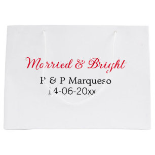 Sacola Para Presentes Grande Adicionar nome de casal do casamento & brilhante