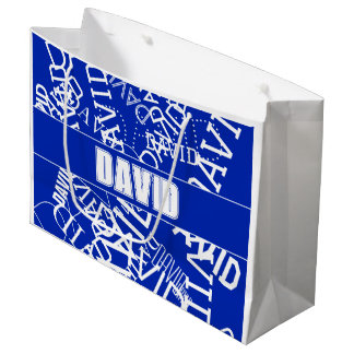 Sacola Para Presentes Grande Adicione qualquer nome, colagem de nome em azul e 