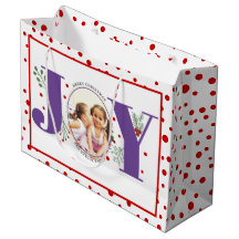 Adicione suas fotos, JOY roxa e bolinhas vermelhas