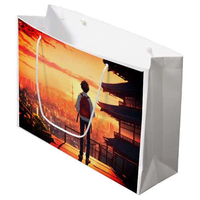 Sacola Para Presentes Grande adolescente descobrindo o saco de presentes (Frente inclinada)