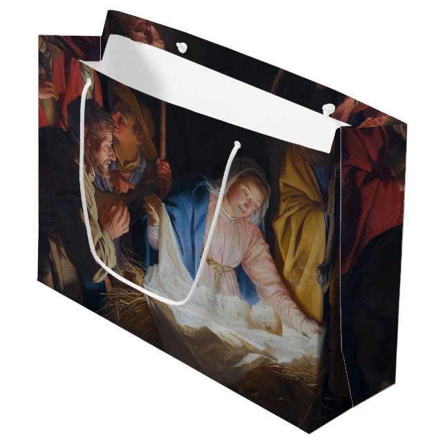 Sacola Para Presentes Grande Adoração dos pastores - Honthorst - Natal (Frente inclinada)