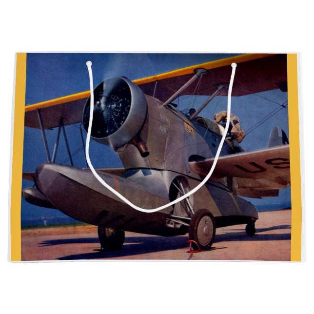 Sacola Para Presentes Grande Aeronave Grumman F-2 de 1939 (Frente)