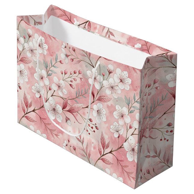 Sacola Para Presentes Grande Aesthetic cherry blossoms (Frente inclinada)