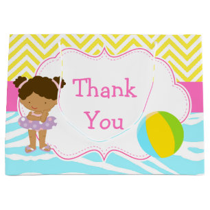 Sacola Para Presentes Grande African American Girl Piscina Party Bash Obrigado