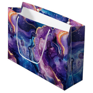 Sacola Para Presentes Grande Ágata Celestial   Padrão de Pedra Abstrata Cósmica