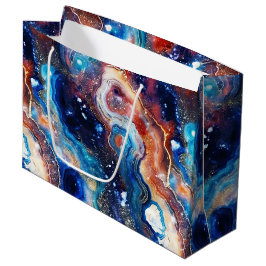 Sacola Para Presentes Grande Ágata Celestial | Padrão de Pedra Cósmica Ardente