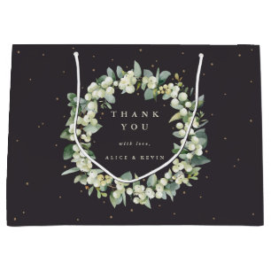 Sacola Para Presentes Grande Agradecimento de Natal/Férias Snowberry+Eucalipto