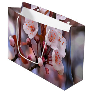 Sacola Para Presentes Grande Agrupamento de Flores de Cereja com Cor-de-Rosa e