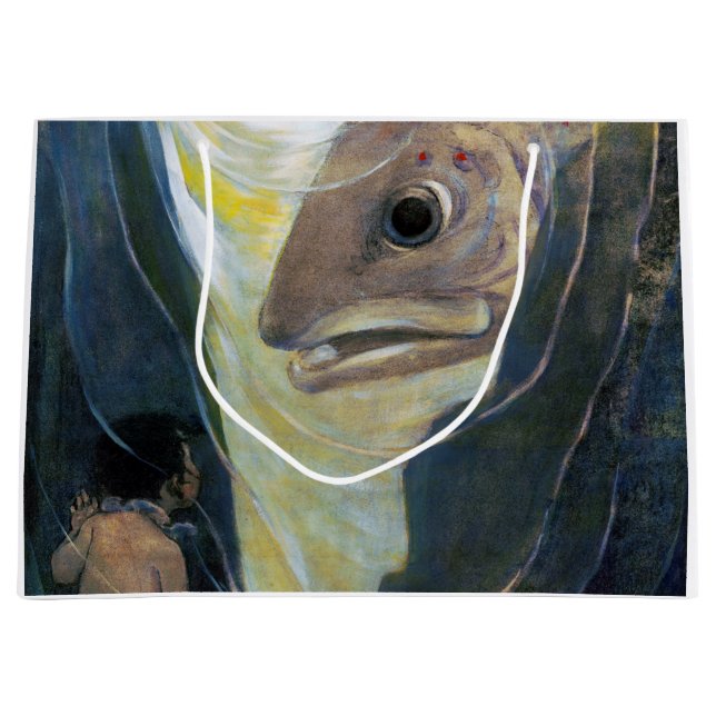 Sacola Para Presentes Grande Água, Bebê e Peixe, Jessie Willcox Smith (Frente)