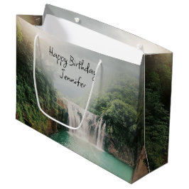 Sacola Para Presentes Grande Água-viva em uma Floresta de Montanha de Aniversár